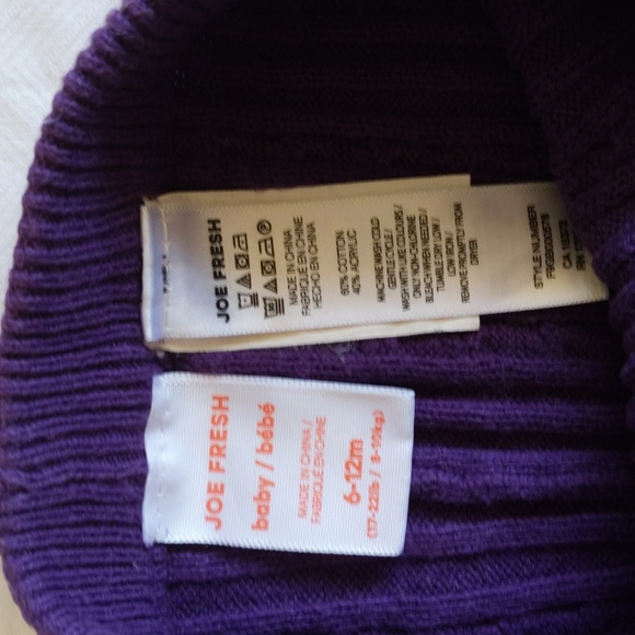 joe fresh purple cable knit sweater leggings 6-12 months baby girl - Picture 2 of 6